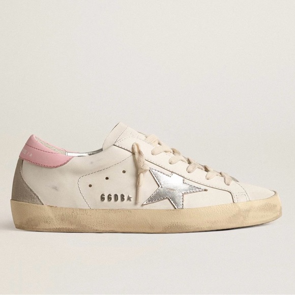 Golden Goose Women's Super-Star with silver leather star and pink heel tab - Picture 1 of 9